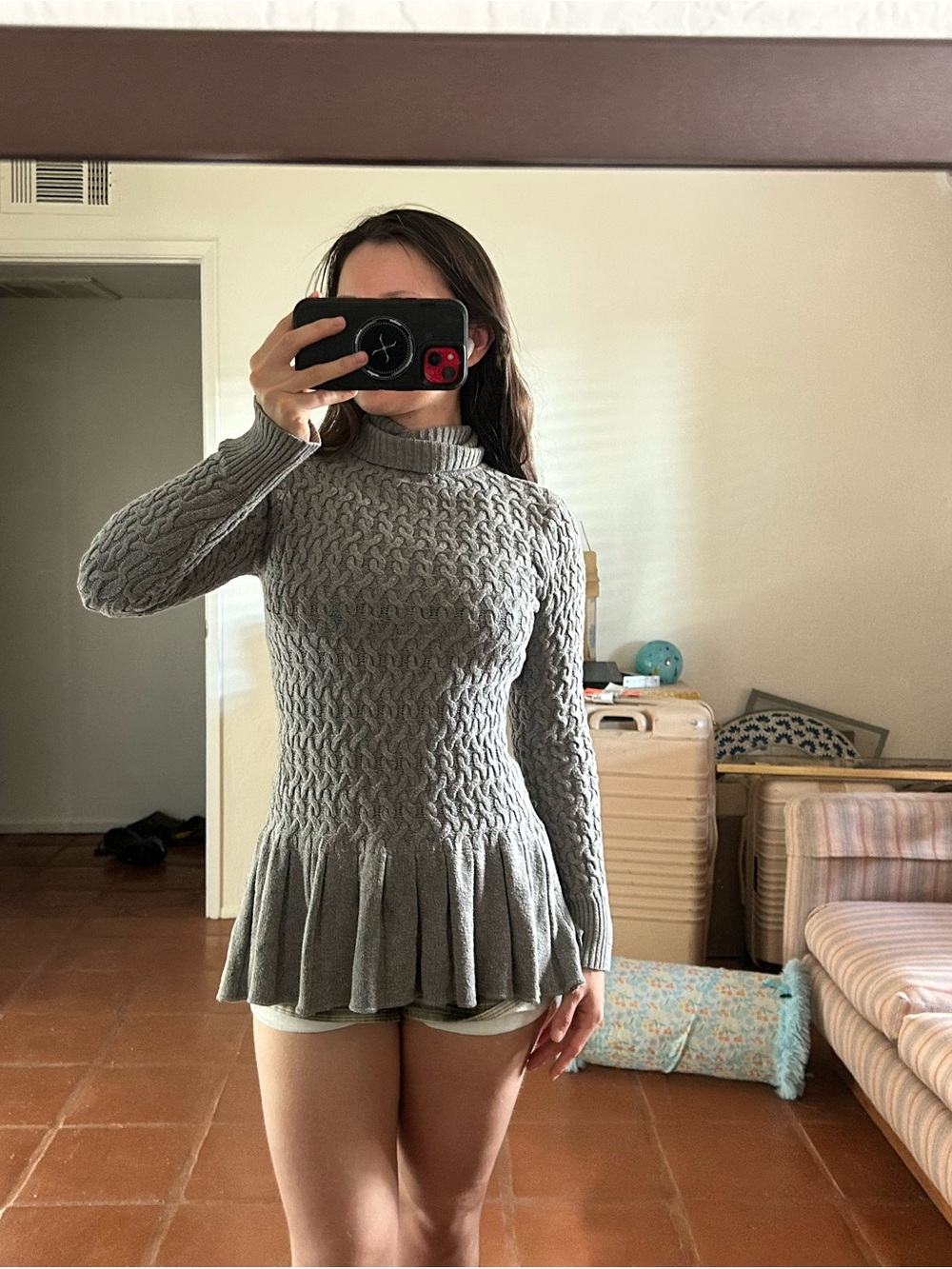 Arden B Cable-Knit Peplum Sweater